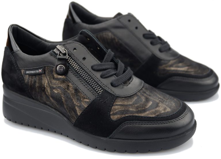 Mephisto IASMINA Sneaker voor dames - Zwart - Leer/suede